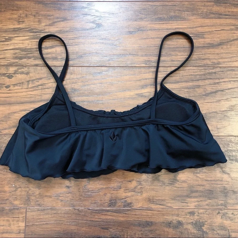 Reef • black flowy bikini top flutter flounce ruffle swim swimsuit padded